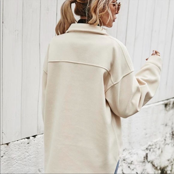 Boho cream boyfriend oversized button jacket shacket - Picture 9 of 15